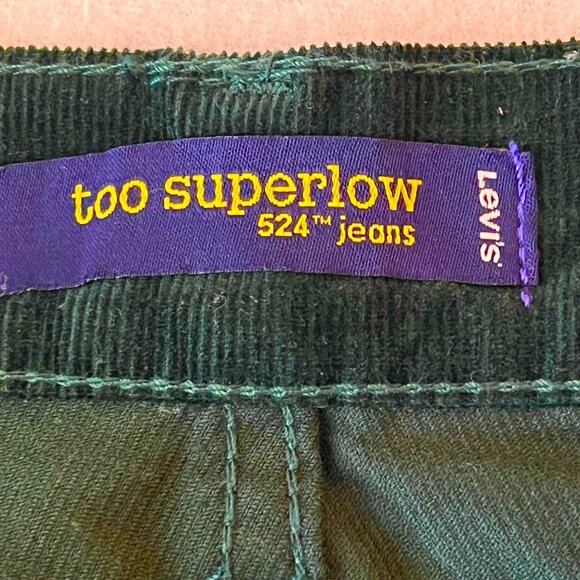 Levi's 524 Women's Stretch Too Superlow Skinny Green Corduroy Pants Size 26x30 - Picture 5 of 10